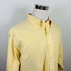 Chaps 18 18.5 34/35 Oxford Dress Shirt Yellow Button Down Cotton Blend